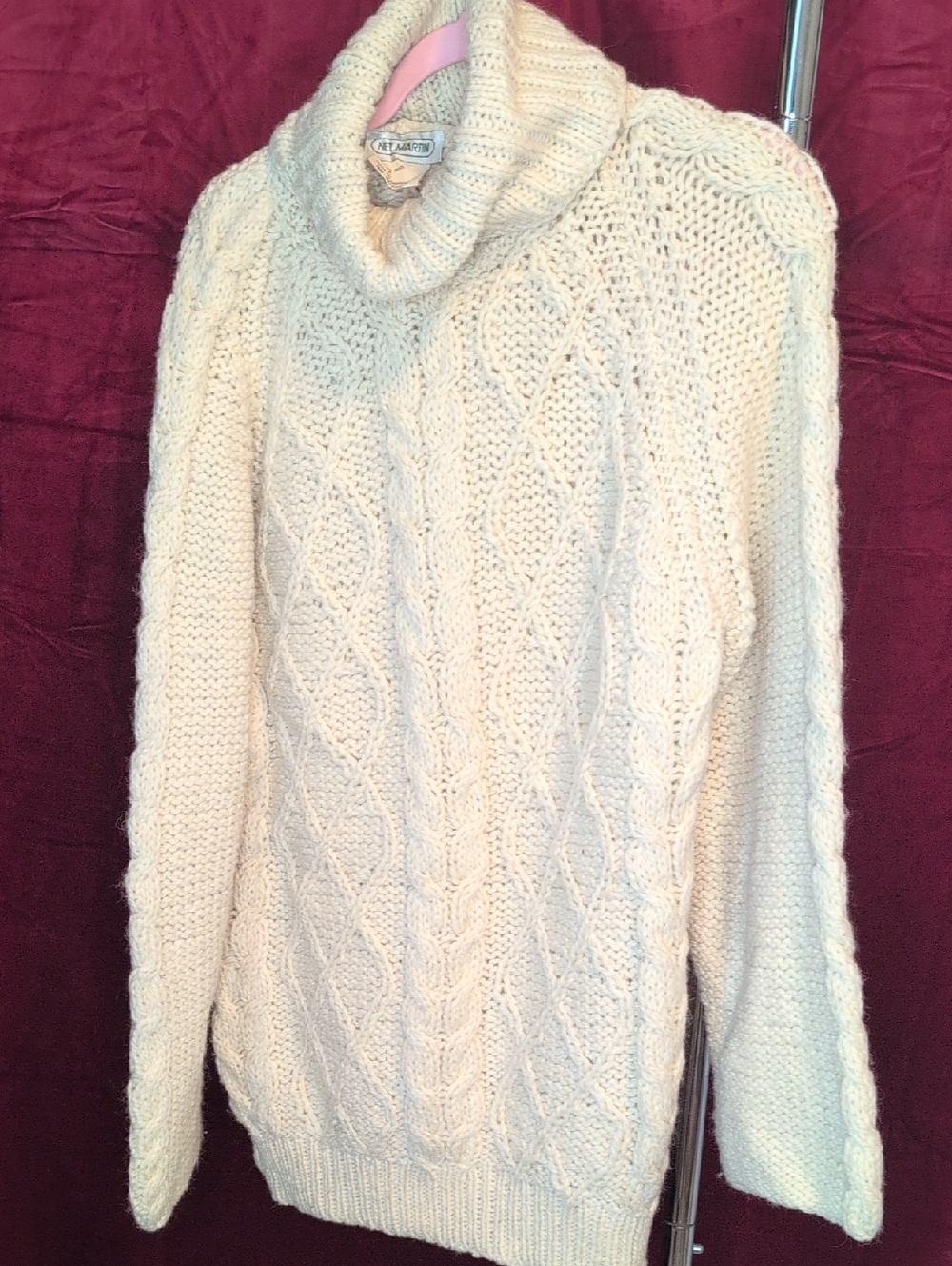 Cable Knit Cream Turtleneck Sweater by Neil Martin #53